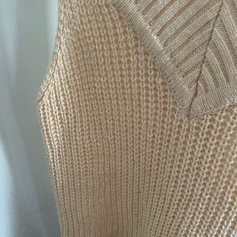 Vintage 80s Currants Jeri Jo Knit Sweater Vest Cream V-Neck Open Stitch Top XS - Picture 15 of 17